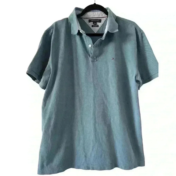Tommy Hilfiger Men’s Polo Shirt XL Custom Fit Blue Short Sleeve Logo Classic - Picture 1 of 4